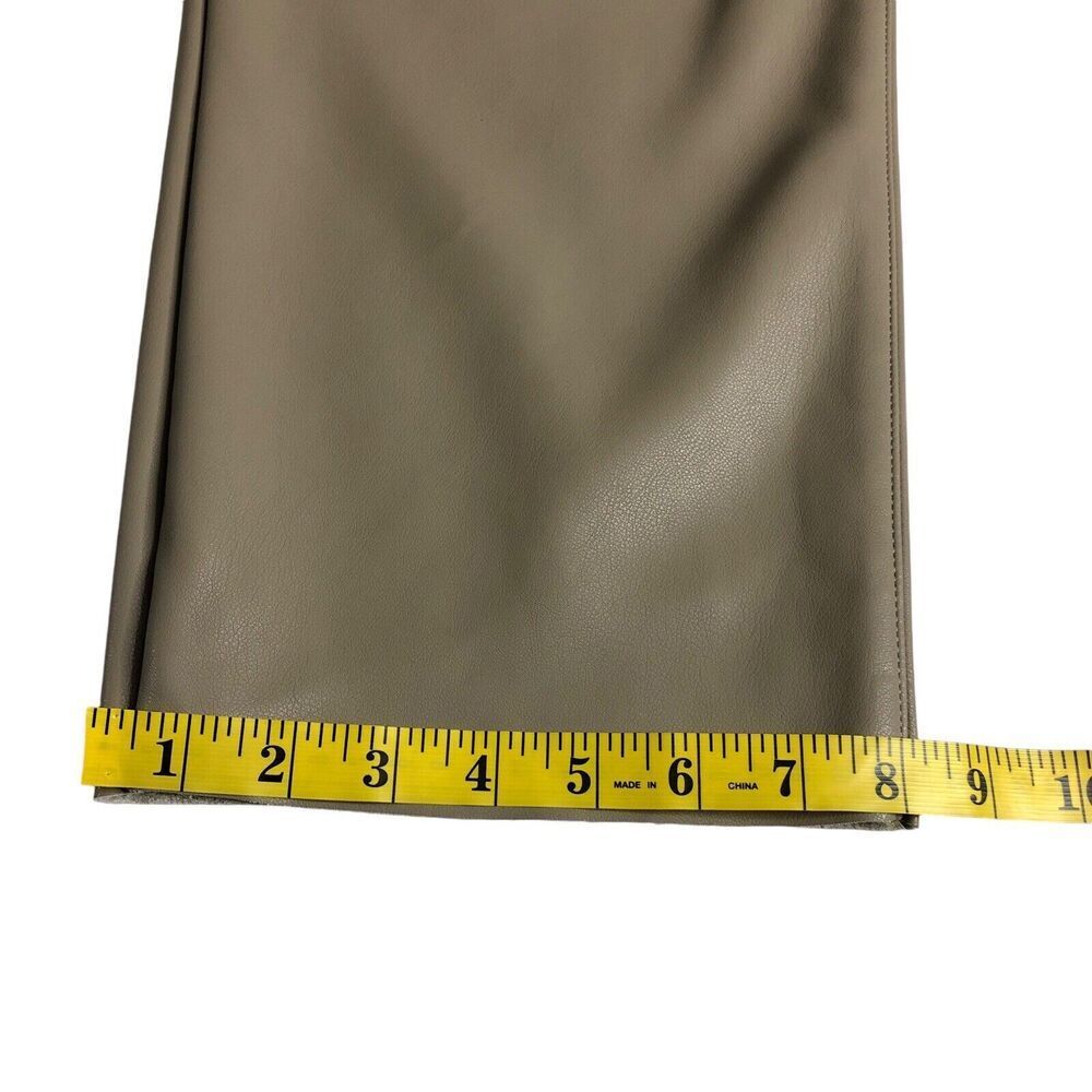 Express Pants Womens‎ 12 Short Tan Faux Leather Modern Straight Super High Rise - Picture 12 of 16